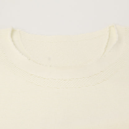 ISSEIMIYAKE A.POC イッセイミヤケエイポック AT11KK414 ホワイト コットン×ナイロン ハーフスリーブデザインニットプルオーバー トップス