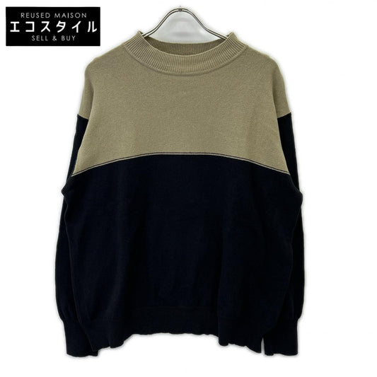 2024 Black x Beige Cotton Bicolor Knit Pullover Top L Men's