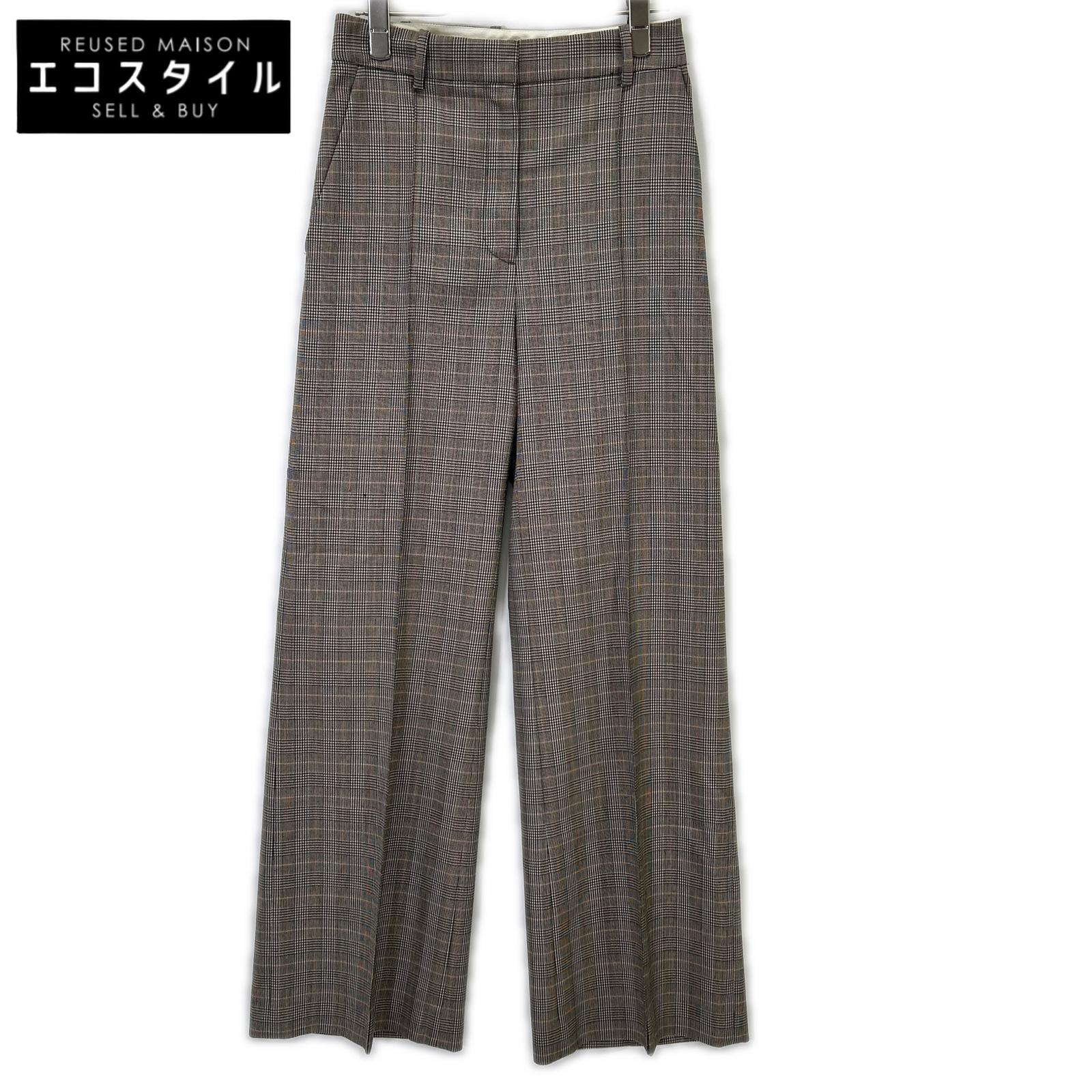STELLA McCARTNEY ステラマッカートニー ブラック グレンチェック柄 センタープレス ワイドパンツ ボトムス