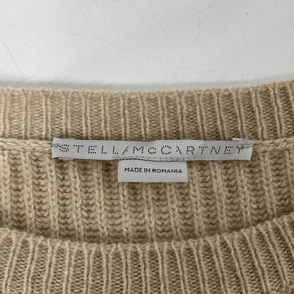 STELLA McCARTNEY Stella McCartney Beige Fringe-Sleeve Crew Neck Knit Top 36