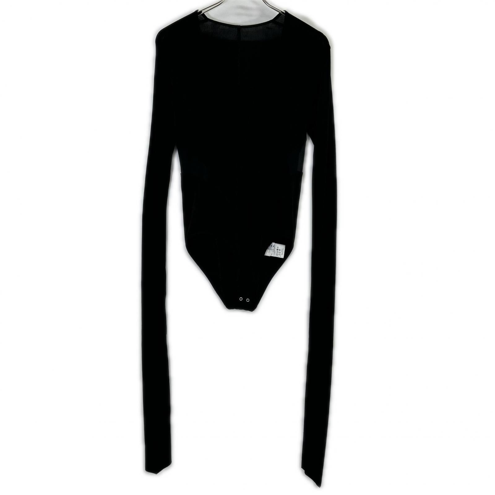 IRENE Black Plunging Neckline Bodysuit Top 36