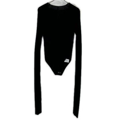 IRENE Black Plunging Neckline Bodysuit Top 36