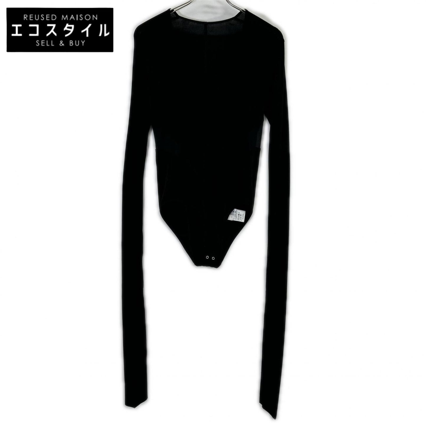 IRENE Black Plunging Neckline Bodysuit Top 36