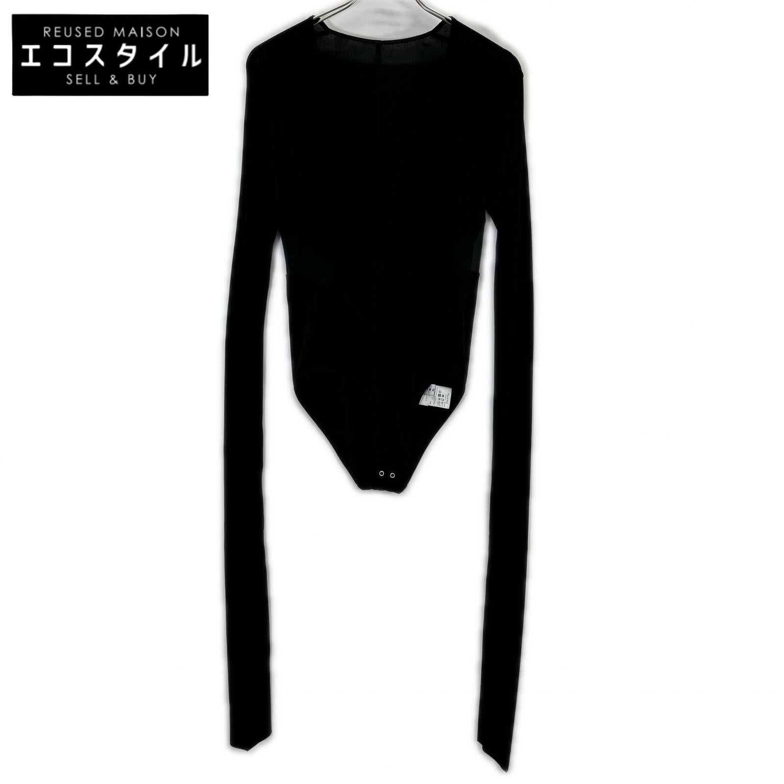 IRENE Black Plunging Neckline Bodysuit Top 36