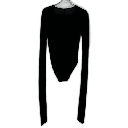 IRENE Black Plunging Neckline Bodysuit Top 36