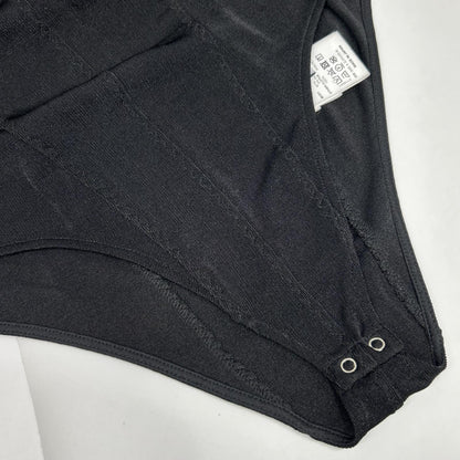 IRENE Black Plunging Neckline Bodysuit Top 36