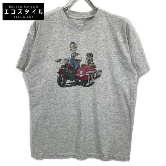 VINTAGE 90'S Gray Wallace & Gromit Print T-Shirt Top Unknown Men's