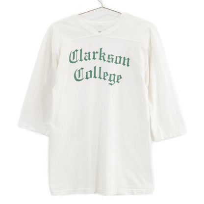 VINTAGE 70'S White Clarkson College Football T-shirt Top
