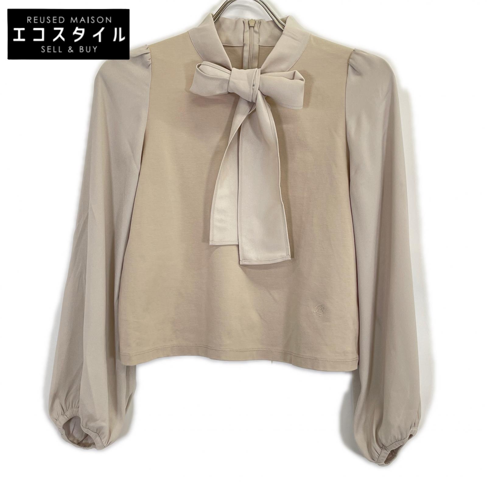 BLUE LABEL CRESTBRIDGE 2024 Beige Cotton Ponte Bow Collar Top 36