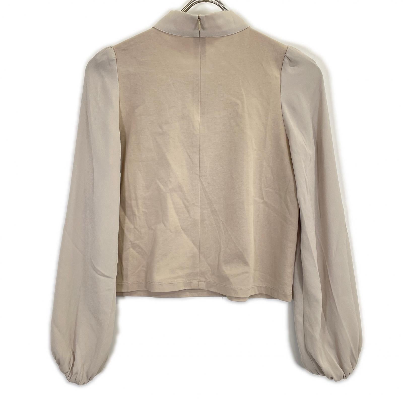 BLUE LABEL CRESTBRIDGE 2024 Beige Cotton Ponte Bow Collar Top 36