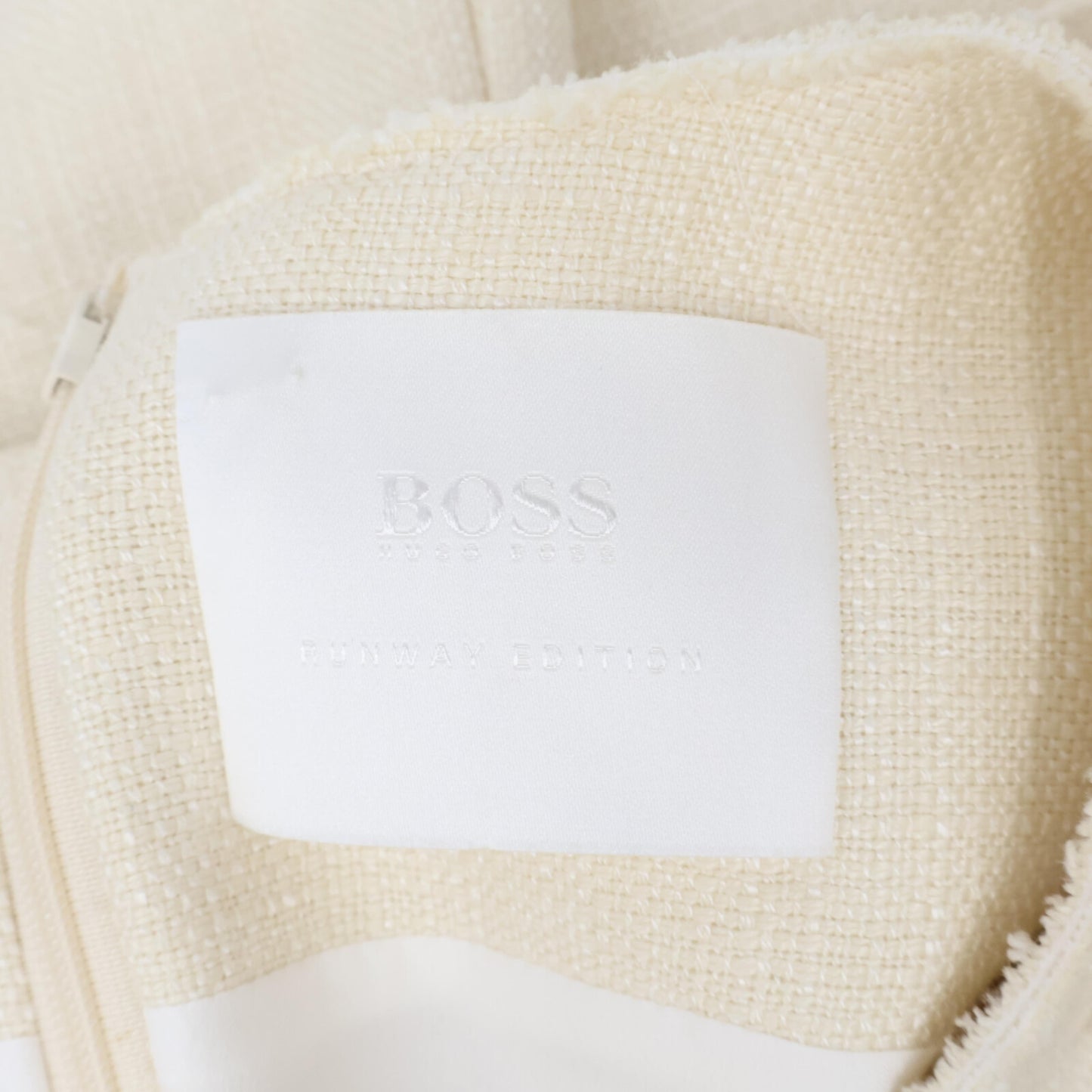 BOSS ボス ｱｲﾎﾞﾘｰ ｼｱｰﾌﾟﾘｰﾂ切り替えﾍﾞﾙﾃｯﾄﾞﾉｰｽﾘｰﾌﾞﾜﾝﾋﾟｰｽ ワンピース 44 レディース