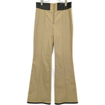 Mame Kurogouchi MM21PF-PT706 Beige High-Waist Chino Flare Trousers Bottoms 2 Women's