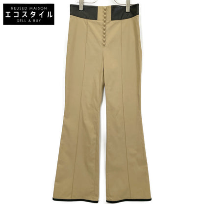 Mame Kurogouchi MM21PF-PT706 Beige High-Waist Chino Flare Trousers Bottoms 2 Women's