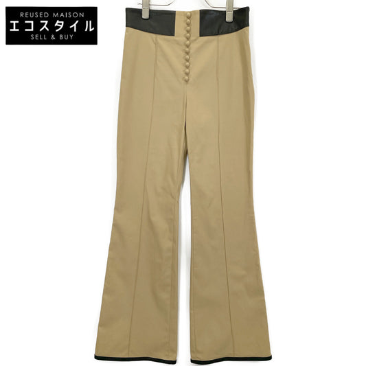 Mame Kurogouchi MM21PF-PT706 Beige High-Waist Chino Flare Trousers Bottoms 2 Women's