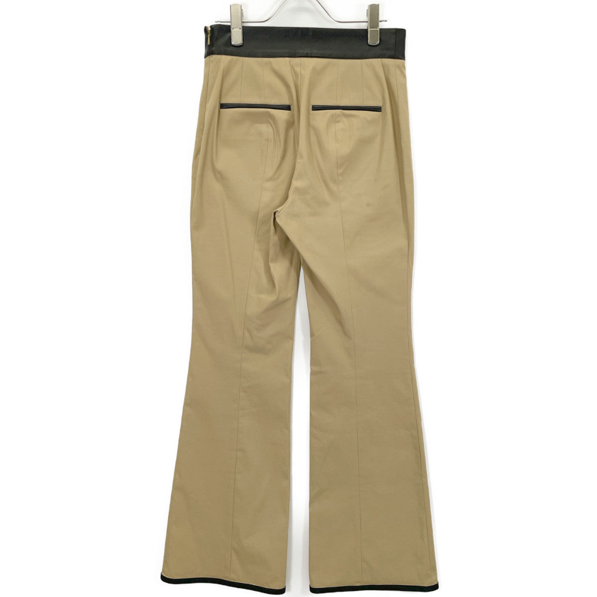 Mame Kurogouchi MM21PF-PT706 Beige High-Waist Chino Flare Trousers Bottoms 2 Women's