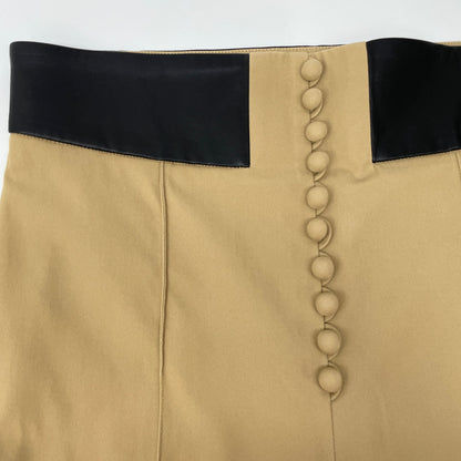 Mame Kurogouchi MM21PF-PT706 Beige High-Waist Chino Flare Trousers Bottoms 2 Women's