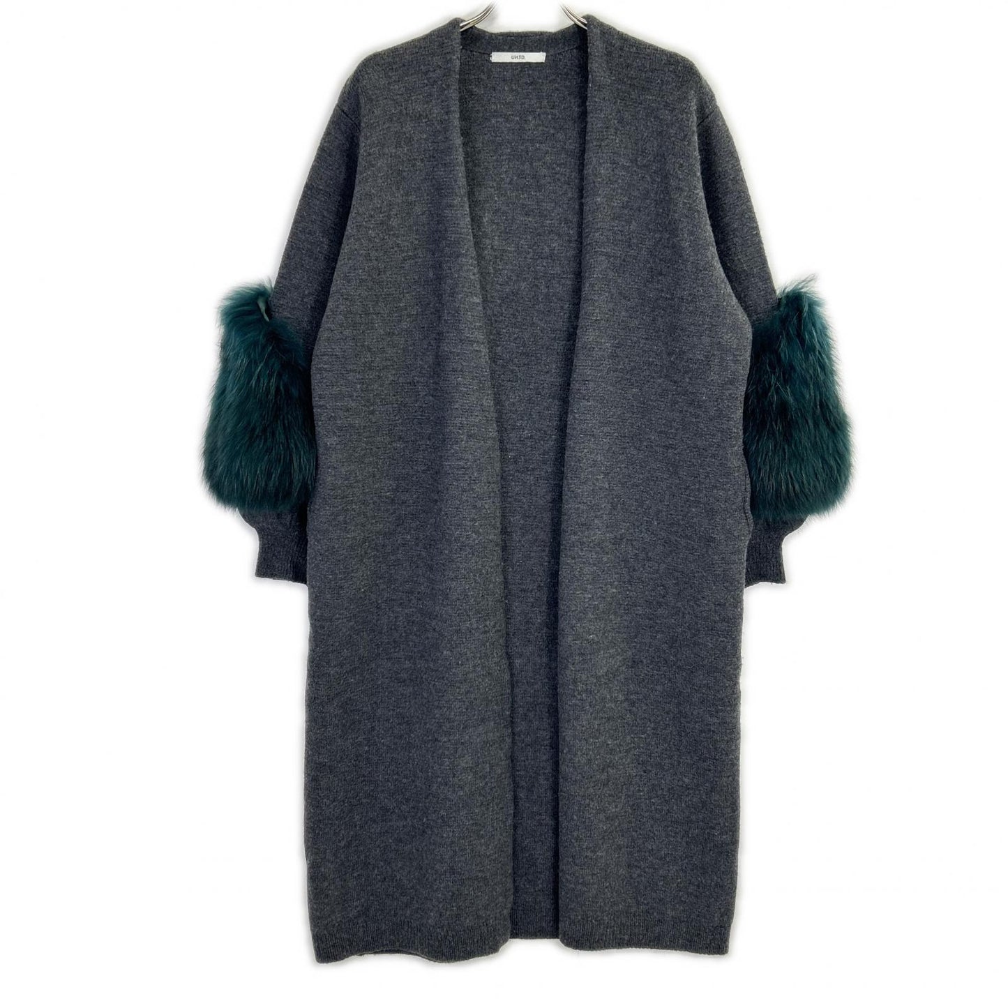 UN3D. Grey Faux Fur Cardigan Coat 38