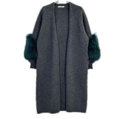 UN3D. Grey Faux Fur Cardigan Coat 38