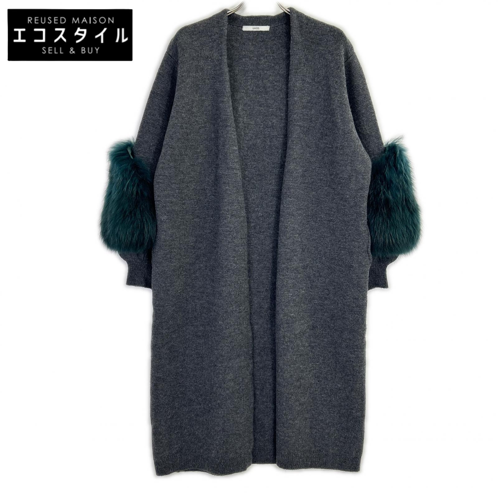 UN3D. Grey Faux Fur Cardigan Coat 38