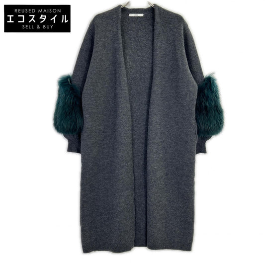 UN3D. Grey Faux Fur Cardigan Coat 38