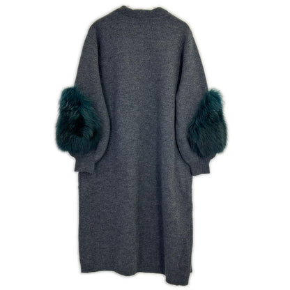 UN3D. Grey Faux Fur Cardigan Coat 38