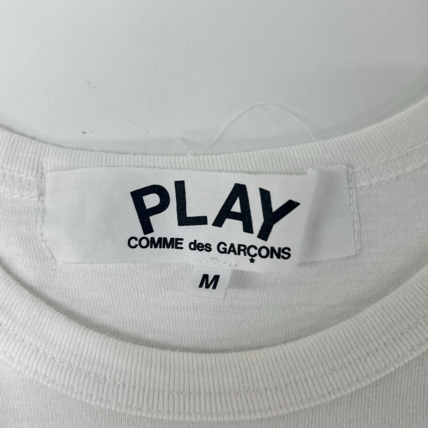 PLAYCOMMEdesGARCONS プレイコムデギャルソン AZ-T236 ホワイト コットン ハートロゴ クルーネックショートスリーブカットソー トップス