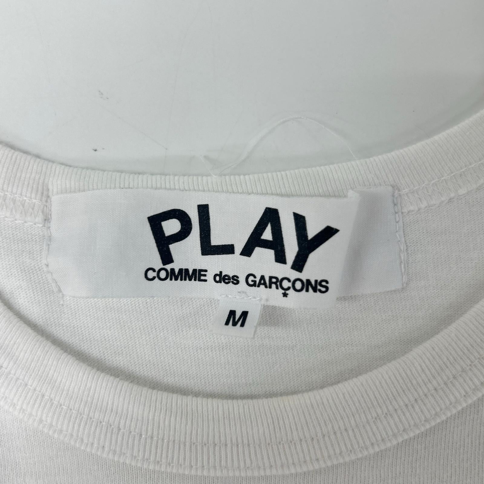 PLAYCOMMEdesGARCONS プレイコムデギャルソン AZ-T236 ホワイト コットン ハートロゴ クルーネックショートスリーブカットソー トップス