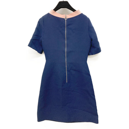 453979 Navy x Pink Ribbon Tie Dress One-piece 36 Ladies