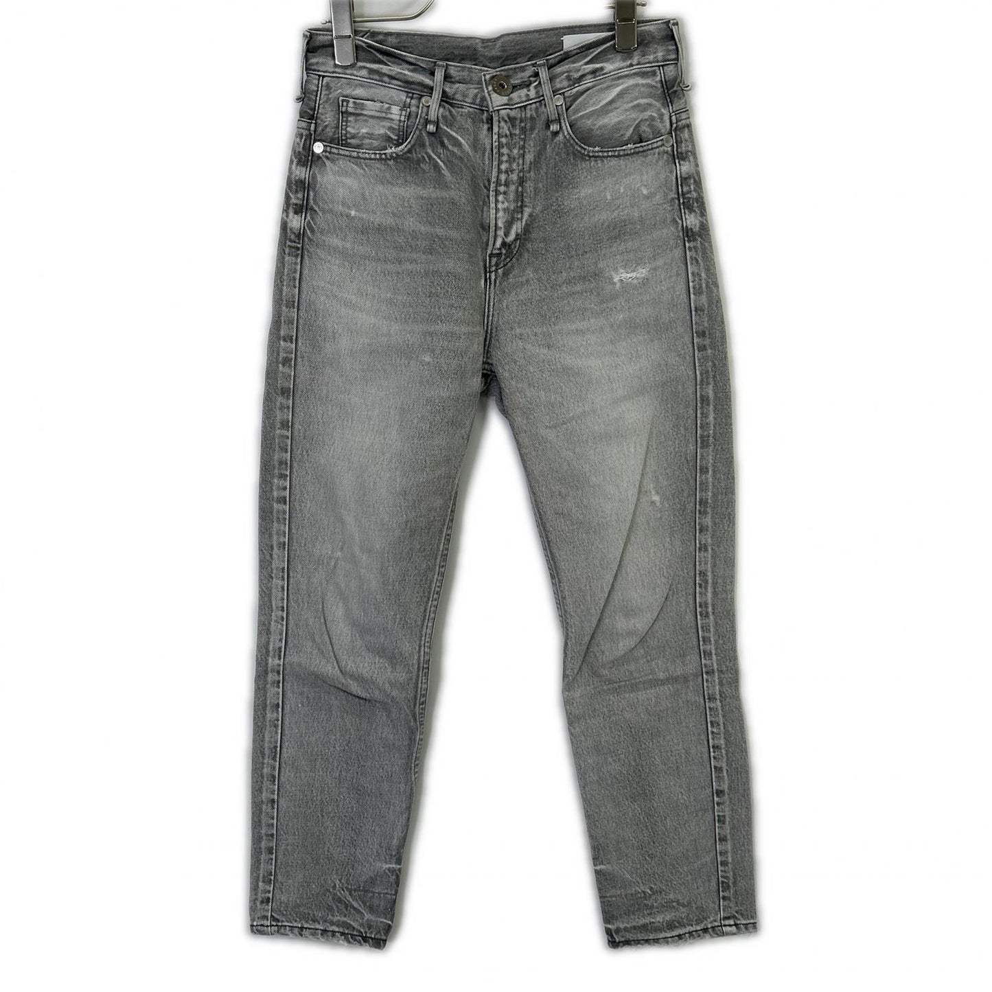 upper hights アッパーハイツ グレー ダメージ加工 テーパードデニムパンツ ボトムス
