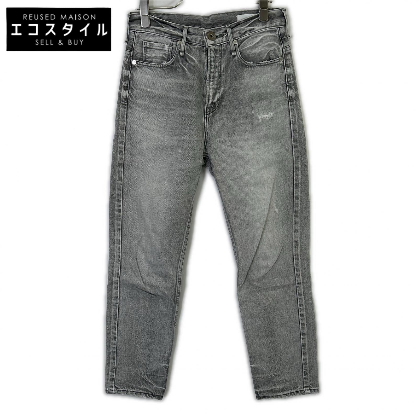 upper hights アッパーハイツ グレー ダメージ加工 テーパードデニムパンツ ボトムス