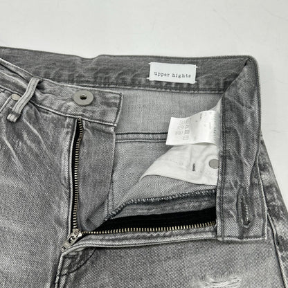 upper hights アッパーハイツ グレー ダメージ加工 テーパードデニムパンツ ボトムス