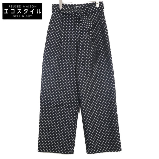 LE CIEL BLEU Le Ciel Bleu 23AW Black Dot Belted Wide Pants Bottoms 38 Women's