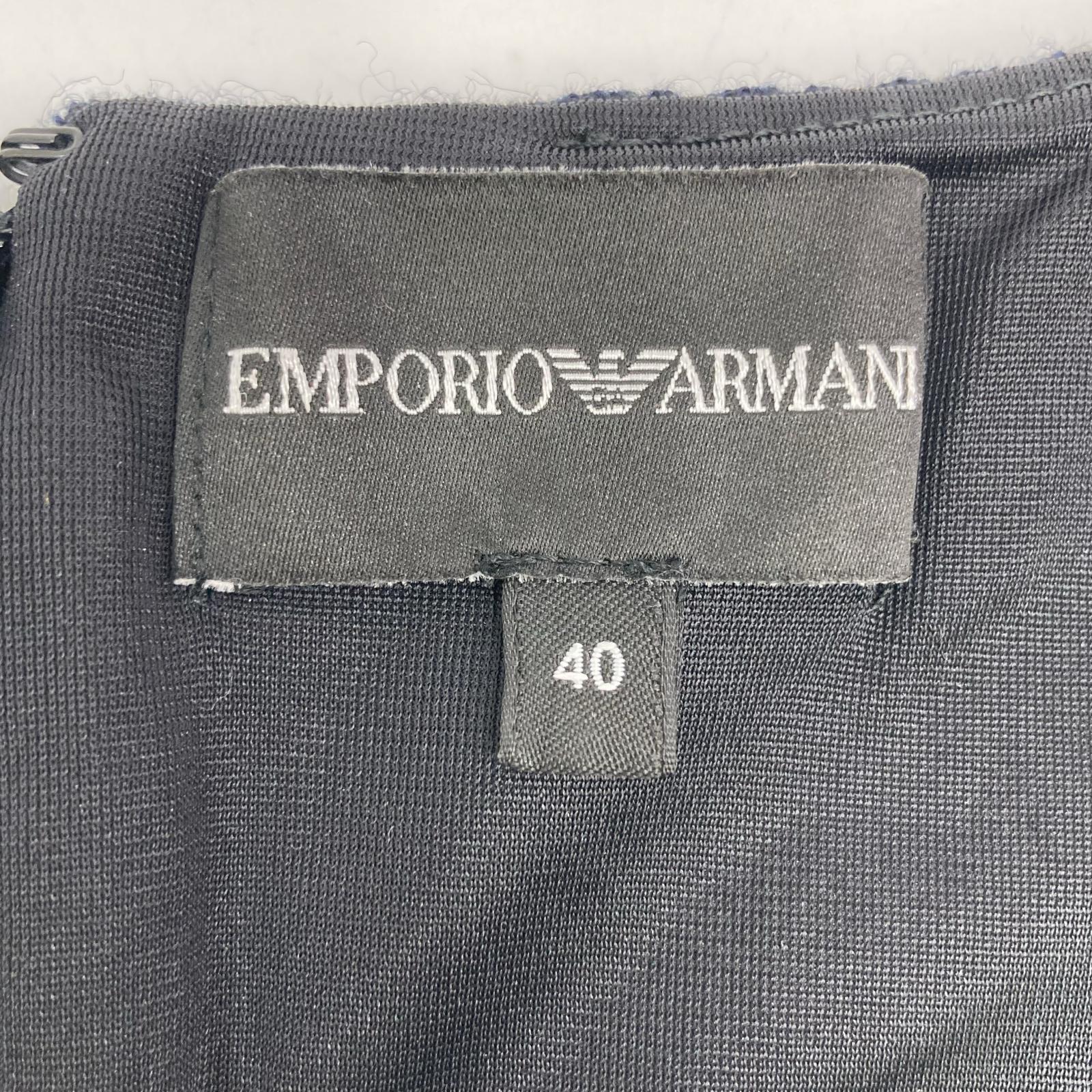 EMPORIOARMANI エンポリオアルマーニ ネイビー ジャガードノースリーブドレス ワンピース