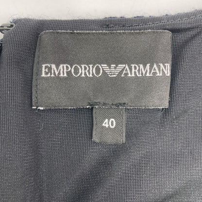 EMPORIOARMANI エンポリオアルマーニ ネイビー ジャガードノースリーブドレス ワンピース