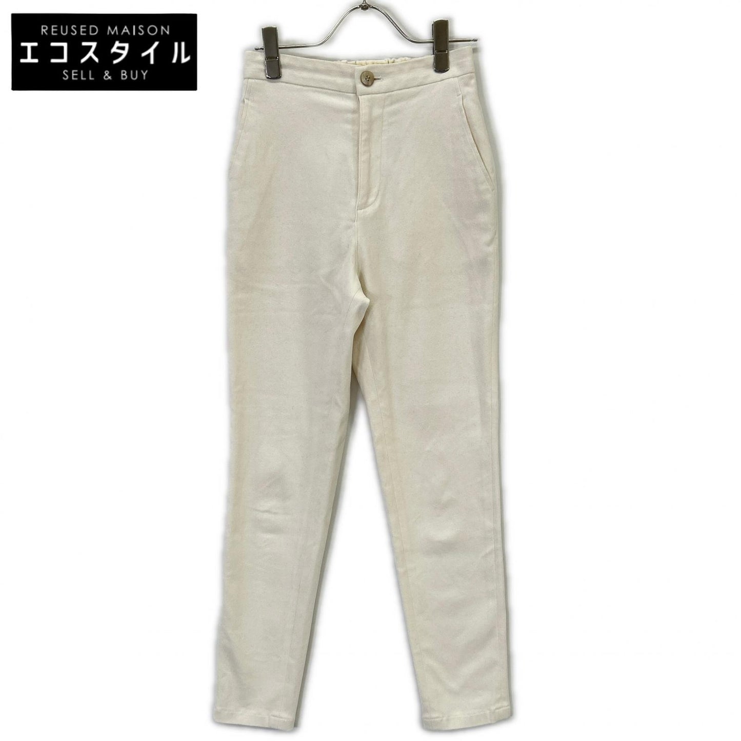 GALERIE VIE Light Beige Cotton Blend Stretch Moleskin Cigarette Pants Bottoms 32