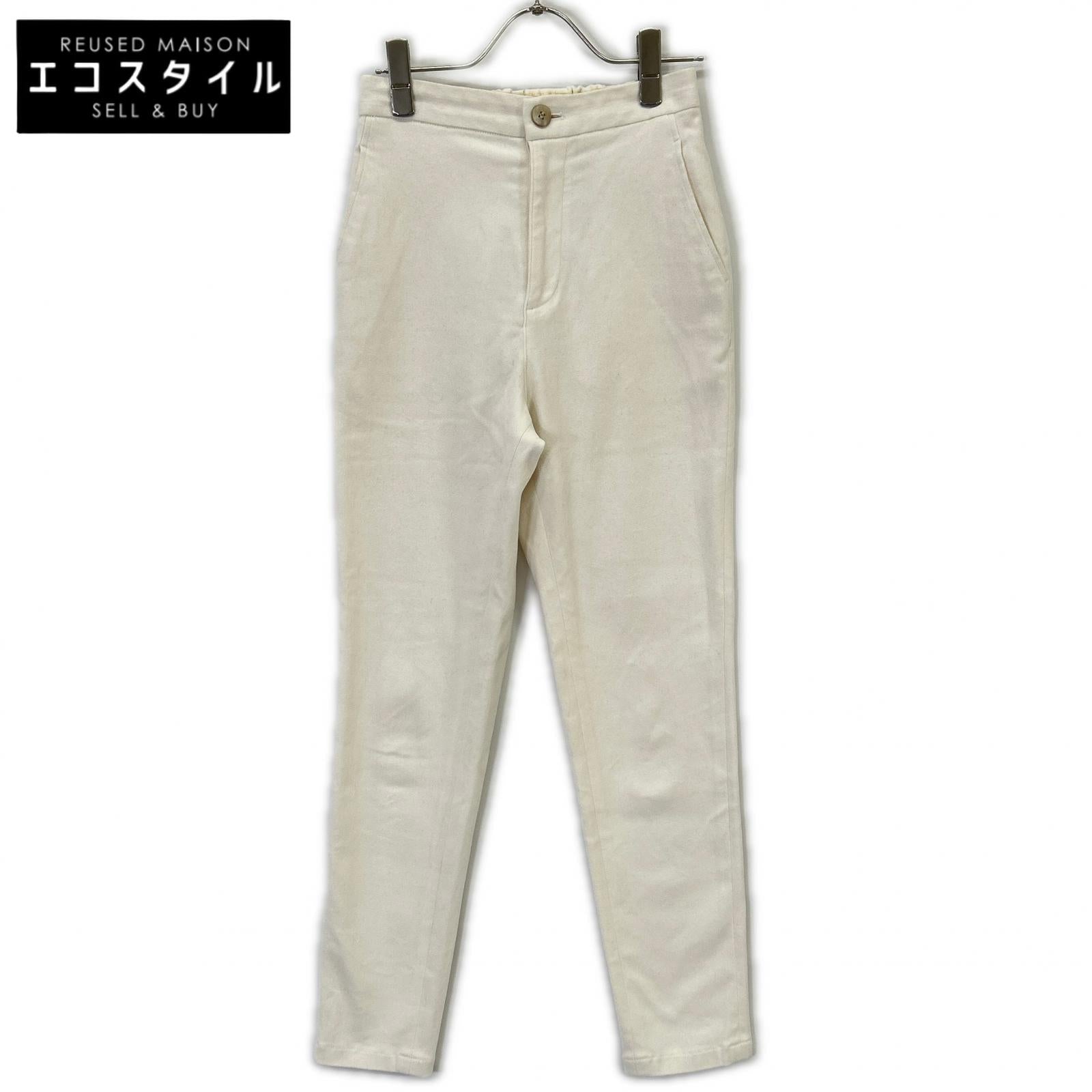 GALERIE VIE Light Beige Cotton Blend Stretch Moleskin Cigarette Pants Bottoms 32