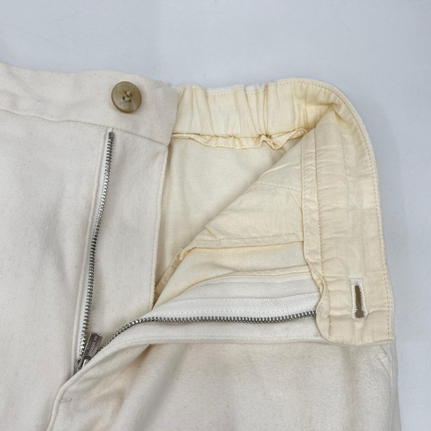 GALERIE VIE Light Beige Cotton Blend Stretch Moleskin Cigarette Pants Bottoms 32
