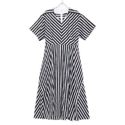 534-0240601 Black x White Stripe Short Sleeve Maxi Dress Dresses 1 Ladies