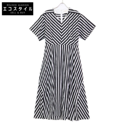 534-0240601 Black x White Stripe Short Sleeve Maxi Dress Dresses 1 Ladies