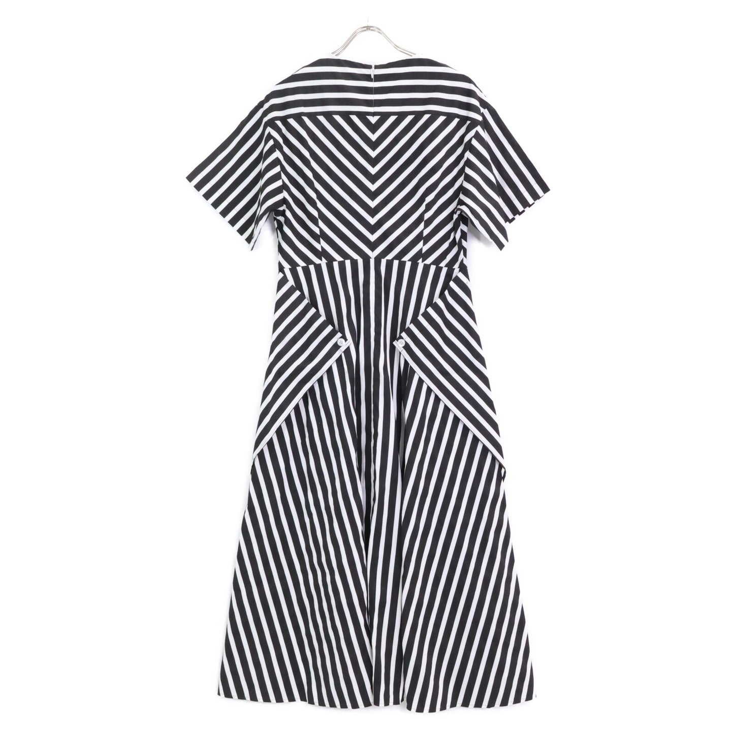 534-0240601 Black x White Stripe Short Sleeve Maxi Dress Dresses 1 Ladies