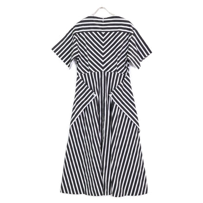 534-0240601 Black x White Stripe Short Sleeve Maxi Dress Dresses 1 Ladies