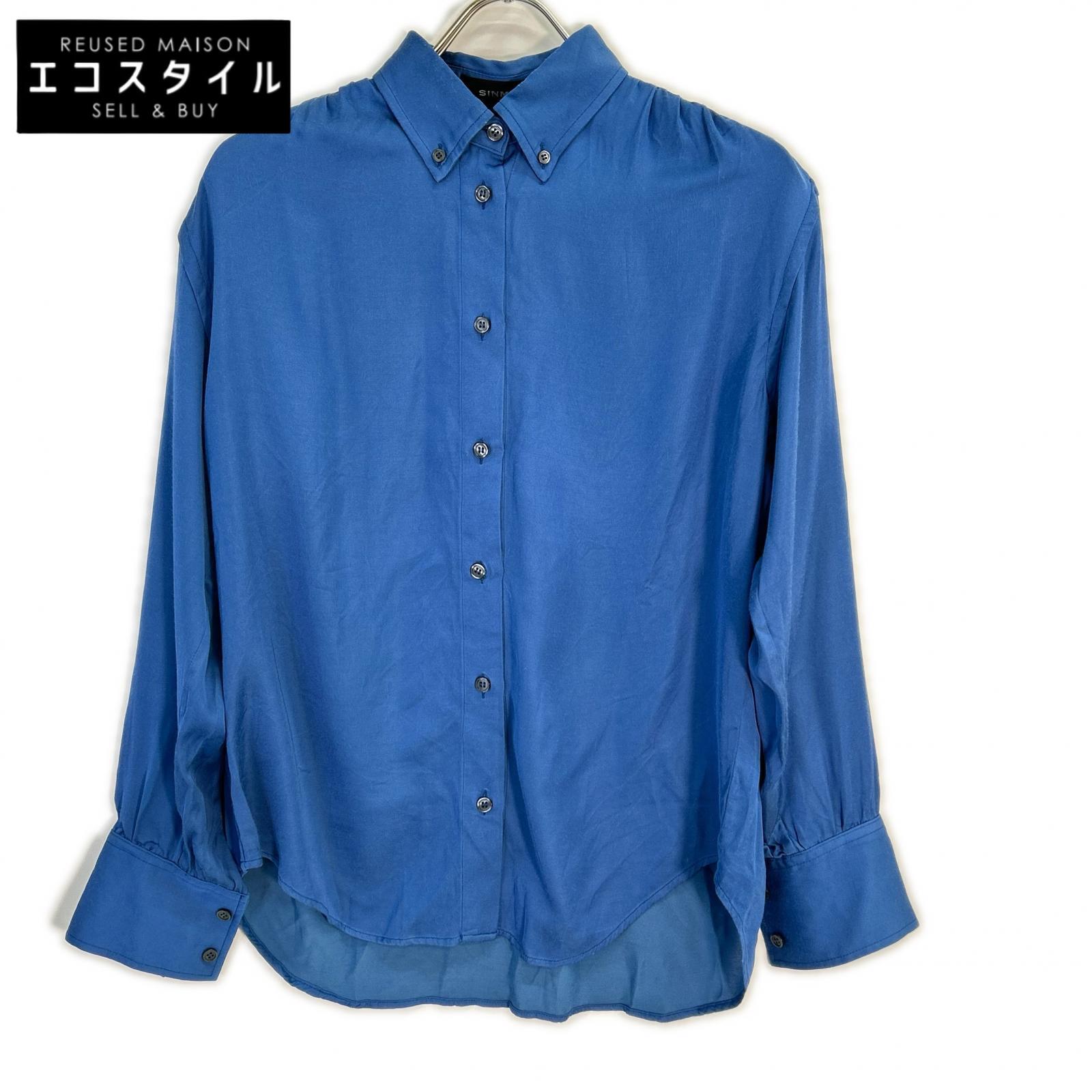SINME シンメ SS15-06 蓝色长袖牛津纺衬衫 女式上衣 M