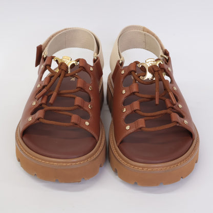 CELINE BILLY Chunky Sandals in Calfskin & Textile