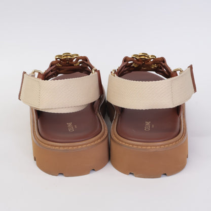 CELINE BILLY Chunky Sandals in Calfskin & Textile