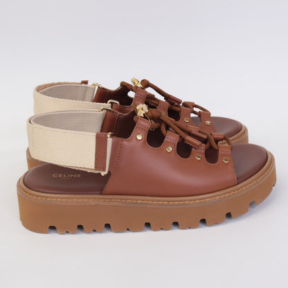 CELINE BILLY Chunky Sandals in Calfskin & Textile