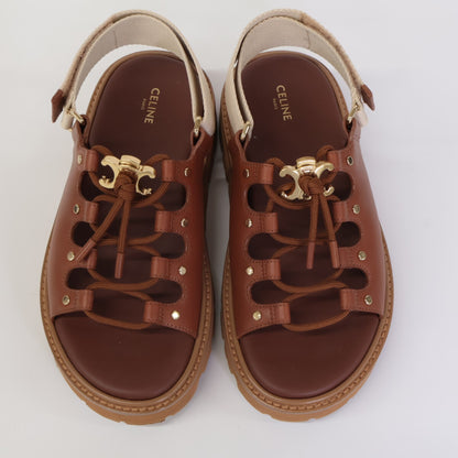 CELINE BILLY Chunky Sandals in Calfskin & Textile