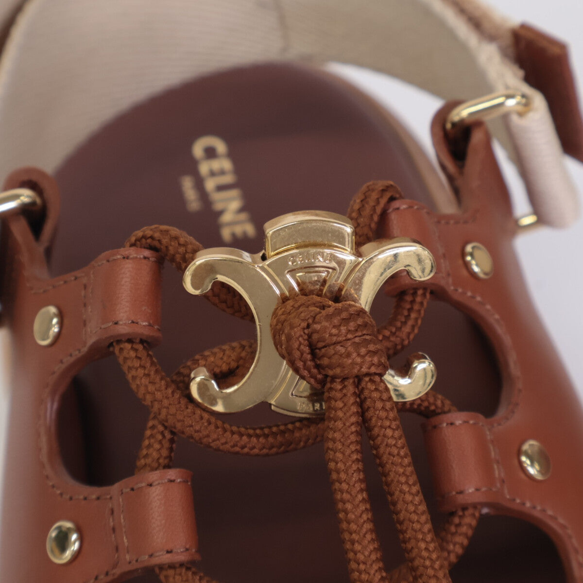 CELINE BILLY Chunky Sandals in Calfskin & Textile