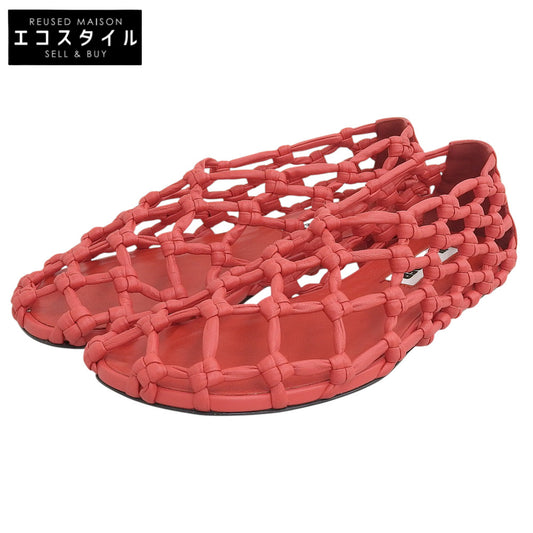 JILSANDER ジルサンダー 新品同様 ナッパレザー デコルテバレリーナ ハンドノット フラットシューズ ルージュ/レッド 37 J15WZ0027 25SS シューズ