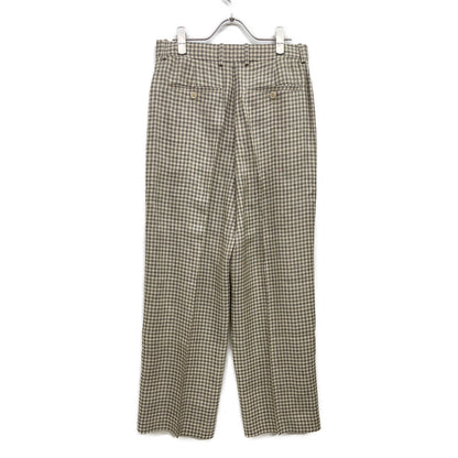 Theory 25SS 01-5106411 Cream Linen x Rayon Linear Check Straight Trousers Bottoms 6 Women's