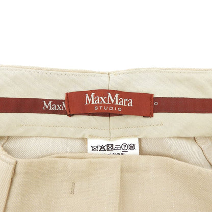 MAXMARA STUDIO マックスマーラスタジオ リネン コットン スラックスパンツ ボトムス レディース ライトベージュ 38 613109026 ボトムス